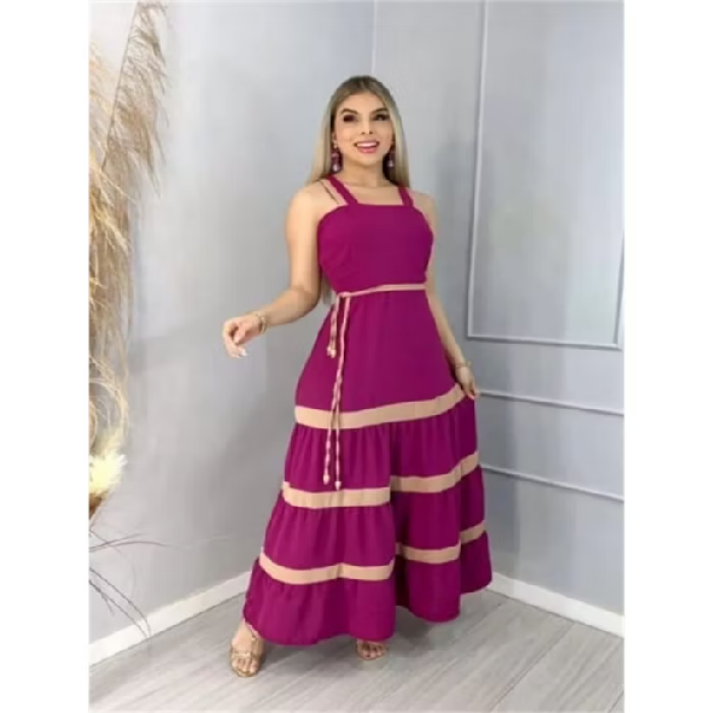 Dê uma olhada em Vestido Longo Liso  Feminina Bicolor com forrto Casual Tecido Duna por R$93,10. Compre na Shopee agora! https://s.shopee.com.br/6V9mIznU03