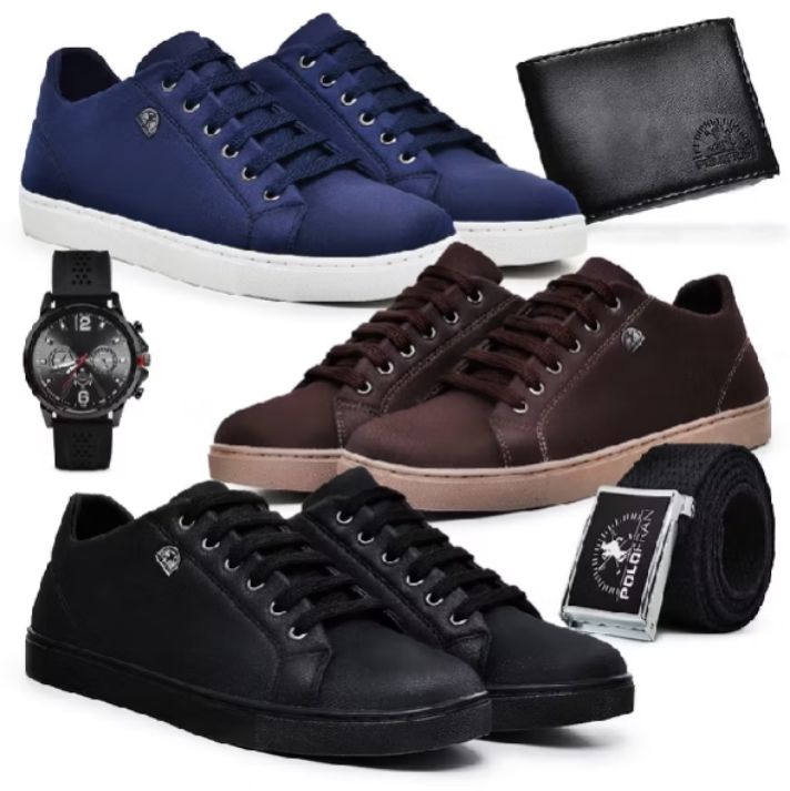 Dê uma olhada em Kit 3 Sapatênis Masculino Casual Tênis Polo Fran + Relógio Carteira Cinto- London por R$99,90. Compre na Shopee agora! https://s.shopee.com.br/6AXbCT2PF3