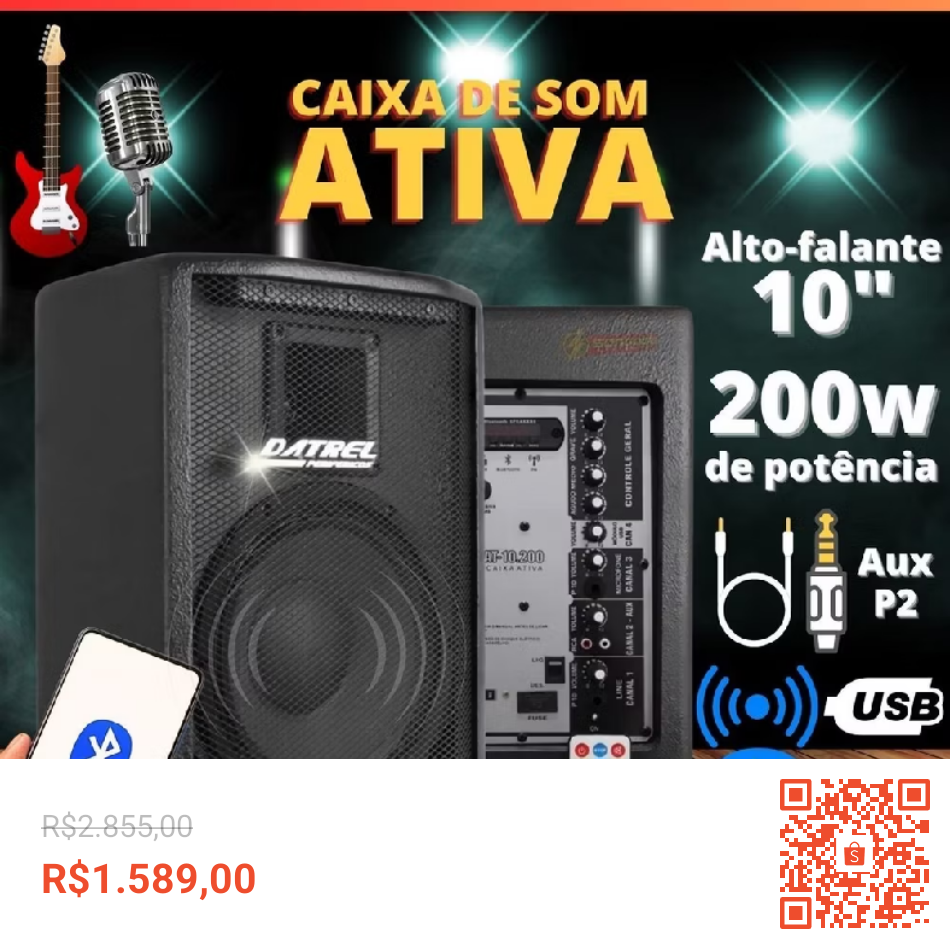 Kit caixa de som 200 w impecável