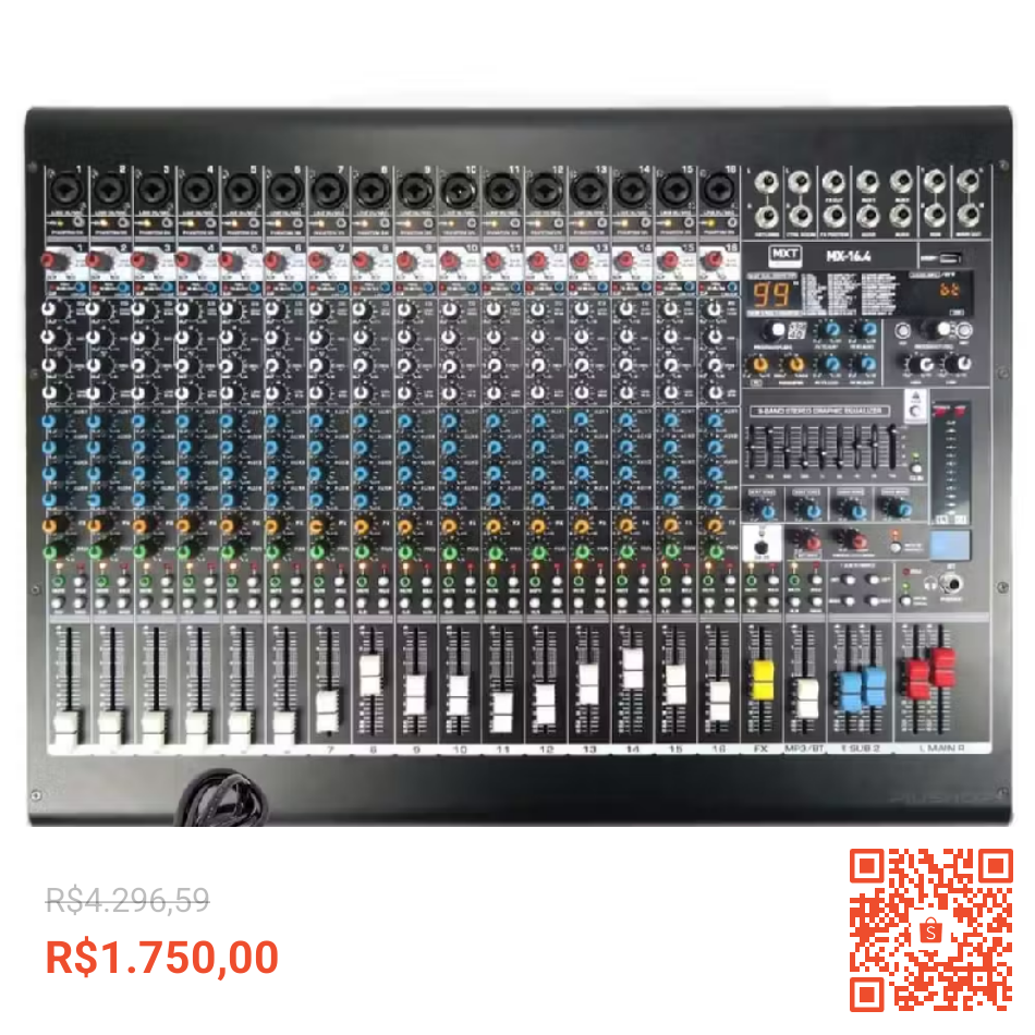 Mesa de som 16 canais proficional preço de custo