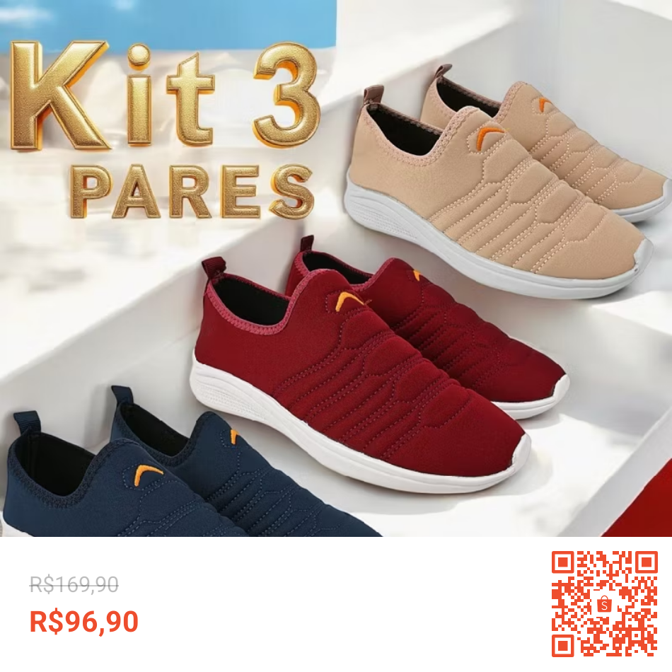 Três pares  oferta relâmpago