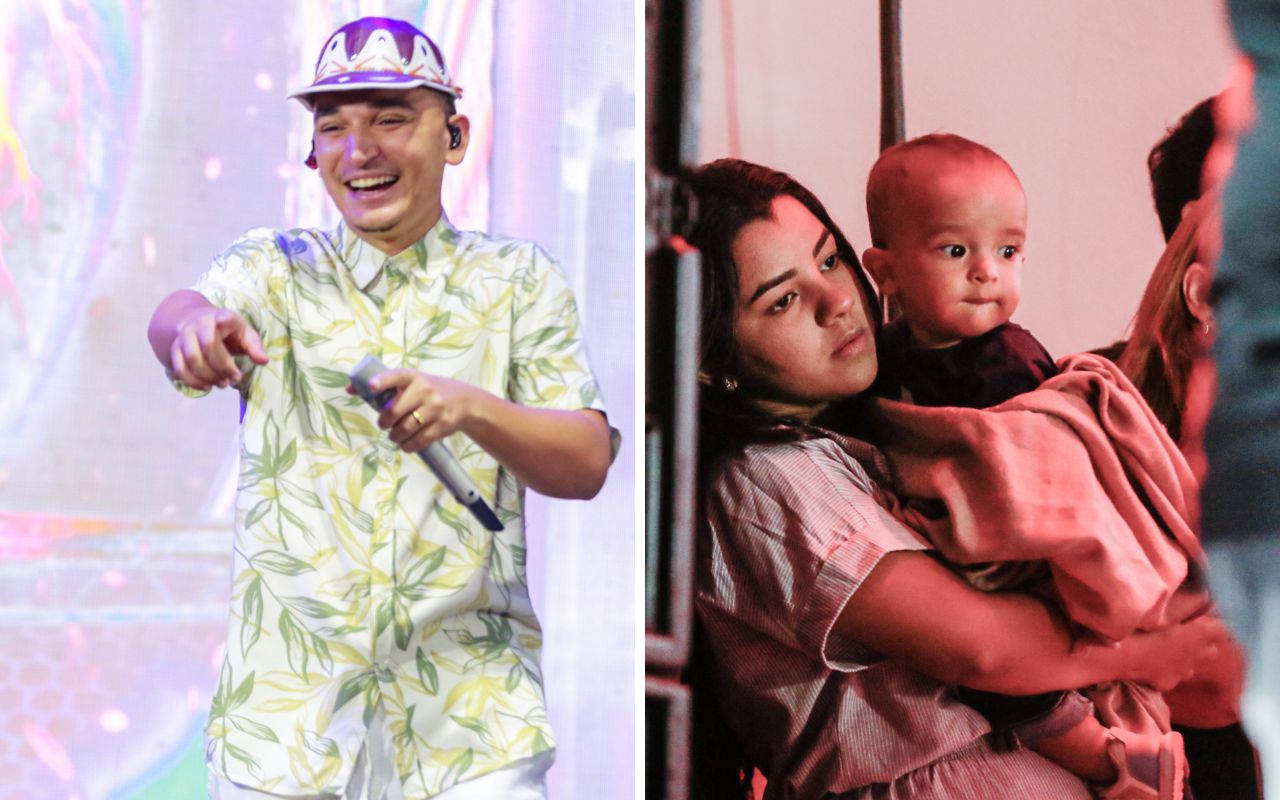João Gomes recebe esposa grávida e filho em show em São Paulo