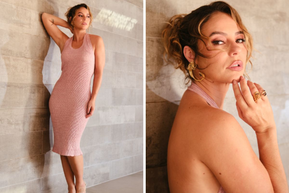 De vestido rosa, Paolla Oliveira ganha elogios